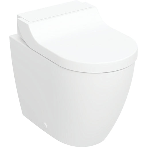 Geberit AquaClean Tuma Comfort back to wall shower toilet in white glass