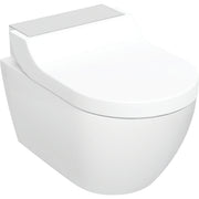 Geberit AquaClean Tuma Comfort wall hung shower toilet in brushed stainless steel