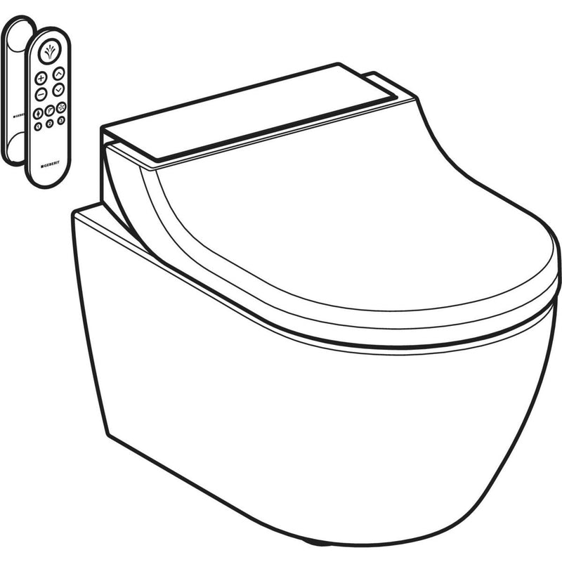 Geberit AquaClean Tuma Comfort wall hung shower toilet perspective drawing