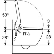Geberit AquaClean Tuma Comfort wall hung shower toilet side view drawing
