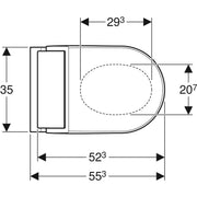 Geberit AquaClean Tuma Comfort wall hung shower toilet top view drawing