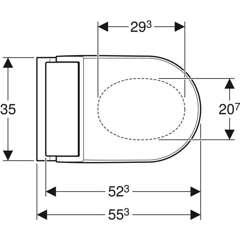 Geberit AquaClean Tuma Comfort wall hung shower toilet top view drawing