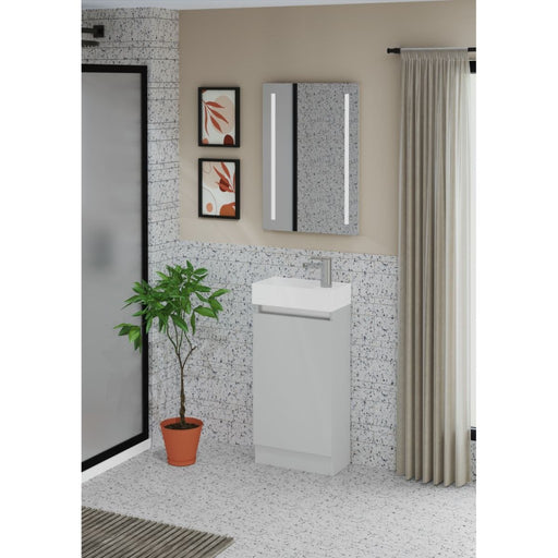 Gloucester Floor Standing 400mm Single Door Basin Unit Pearl Grey - view 2