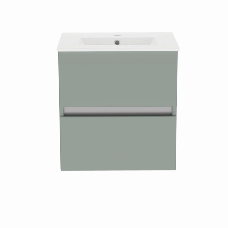 Gloucester Wall Hung 500mm 2 Drawer Basin Unit Sage Green