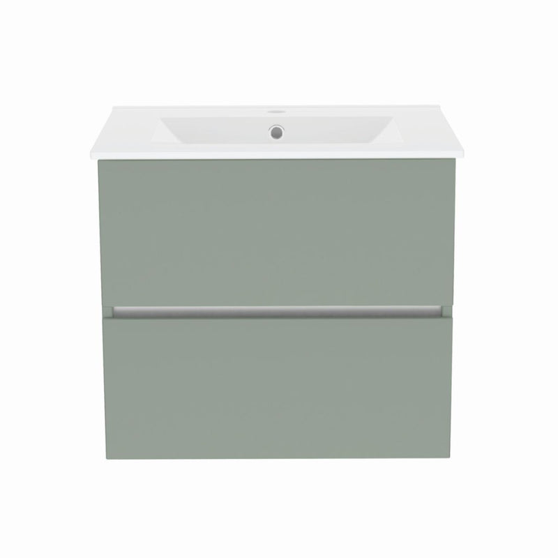 Gloucester Wall Hung 600mm 2 Drawer Basin Unit Sage Green
