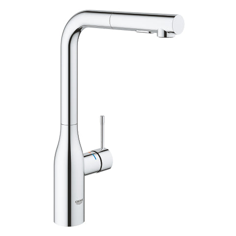 Grohe Essence kitchen sink mixer L-spout dual spray pull-out 30504000 in StarLight Chrome