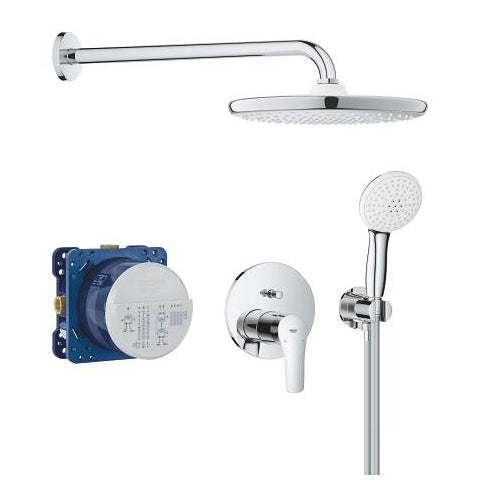 Grohe Eurosmart concealed two-function shower system with 250mm head shower 25288000 in StarLight Chrome