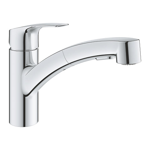 Grohe Eurosmart kitchen sink mixer low spout dual spray 30305001 in StarLight Chrome