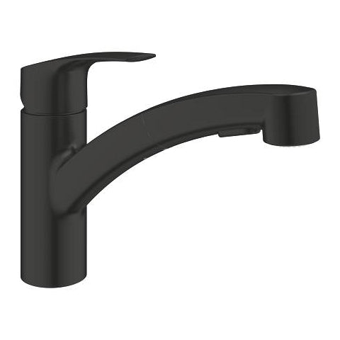 Grohe Eurosmart kitchen sink mixer low spout dual spray 303052431 in Matt Black