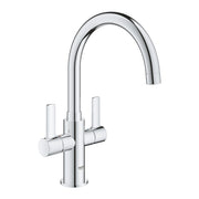 Grohe Eurosmart two-handle kitchen sink mixer C-spout 30468000 in StarLight Chrome
