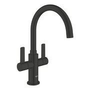 Grohe Eurosmart two-handle kitchen sink mixer C-spout 304682430 in Matt Black