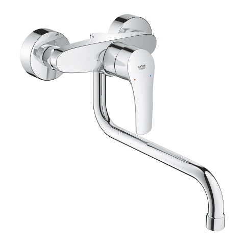 Grohe Eurosmart wall-mounted kitchen sink mixer 277mm spout 32224003 in StarLight Chrome