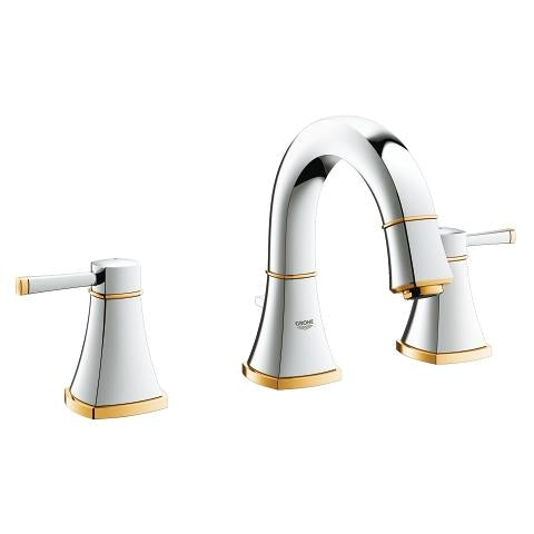 Grohe Grandera three-hole basin mixer low spout 20417IG0 in Chrome/Gold