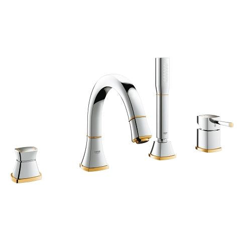 Grohe Grandera four-hole bath trim set 19936IG0 in Chrome/Gold