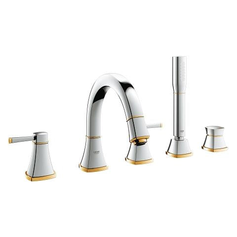 Grohe Grandera five-hole bath trim set 19919IG0 in Chrome/Gold