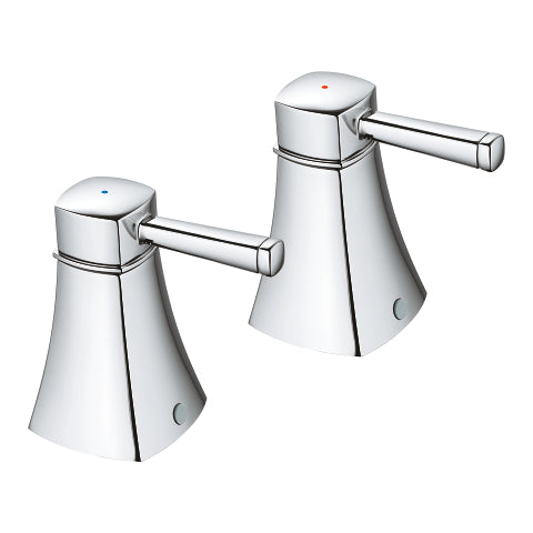 Grohe Grandera pair of handles blue and red 48325000 in StarLight Chrome