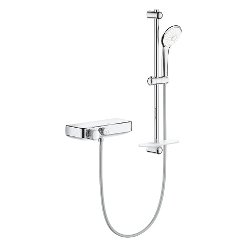 Grohe Grohtherm SmartControl exposed thermostatic shower mixer with 600mm rail 34720000 in StarLight Chrome