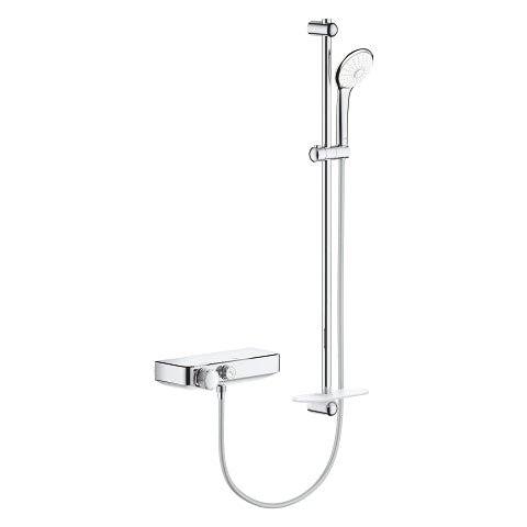Grohe Grohtherm SmartControl exposed thermostatic shower mixer with 900mm rail 34721000 in StarLight Chrome