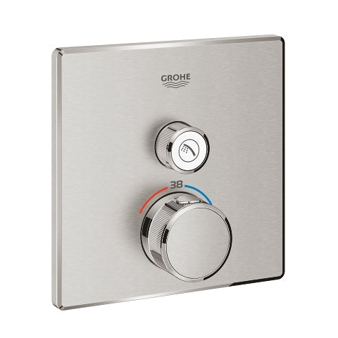 Grohe Grohtherm SmartControl square thermostatic trim set 1 control 29123DC0 in SuperSteel