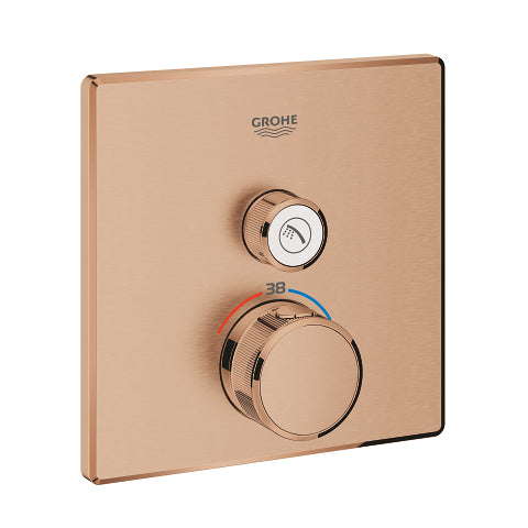 Grohe Grohtherm SmartControl square thermostatic trim set 1 control 29123DL0 in Brushed Warm Sunset