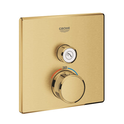 Grohe Grohtherm SmartControl square thermostatic trim set 1 control 29123GN0 in Brushed Cool Sunrise