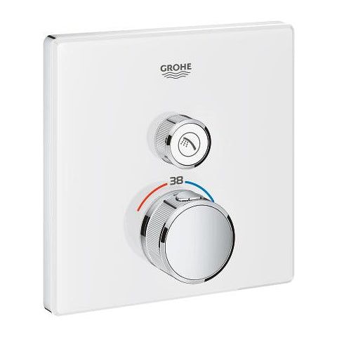 Grohe Grohtherm SmartControl square thermostatic trim set 1 control 29153LS0 in Moon White