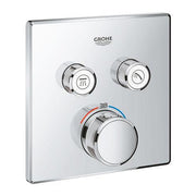 Grohe Grohtherm SmartControl square thermostatic trim set 2 controls 29124000 in StarLight Chrome