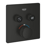 Grohe Grohtherm SmartControl square thermostatic trim set 2 controls 291242430 in Matt Black