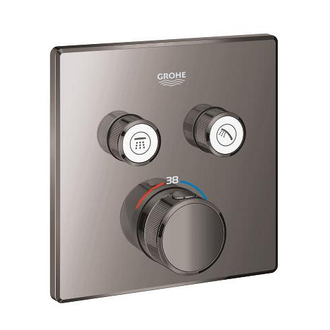 Grohe Grohtherm SmartControl square thermostatic trim set 2 controls 29124A00 in Hard Graphite