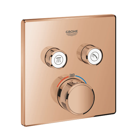 Grohe Grohtherm SmartControl square thermostatic trim set 2 controls 29124DA0 in Warm Sunset