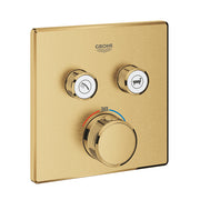 Grohe Grohtherm SmartControl square thermostatic trim set 2 controls 29124GN0 in Brushed Cool Sunrise