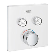 Grohe Grohtherm SmartControl square thermostatic trim set 2 controls 29156LS0 in Moon White