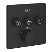 Grohe Grohtherm SmartControl square thermostatic trim set 3 controls 102167KF00 in Phantom Black