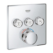 Grohe Grohtherm SmartControl square thermostatic trim set 3 controls 29126000 in StarLight Chrome