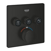 Grohe Grohtherm SmartControl square thermostatic trim set 3 controls 291262430 in Matt Black