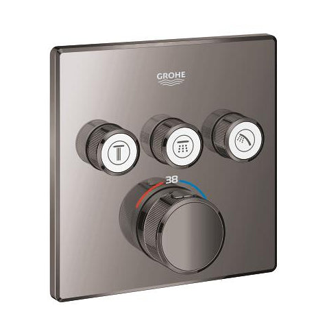 Grohe Grohtherm SmartControl square thermostatic trim set 3 controls 29126A00 in Hard Graphite
