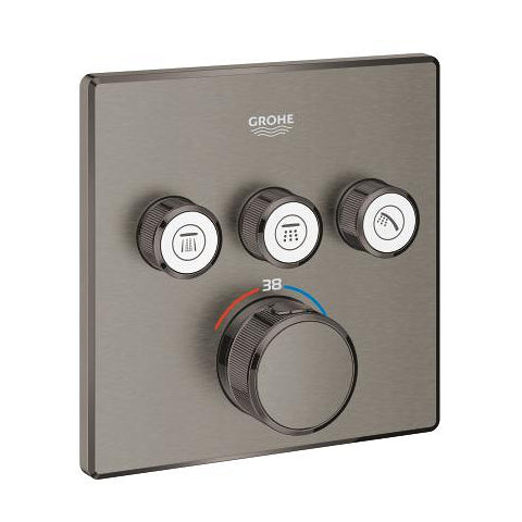 Grohe Grohtherm SmartControl square thermostatic trim set 3 controls 29126AL0 in Brushed Hard Graphite