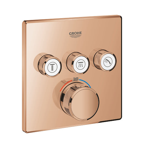 Grohe Grohtherm SmartControl square thermostatic trim set 3 controls 29126DA0 in Warm Sunset