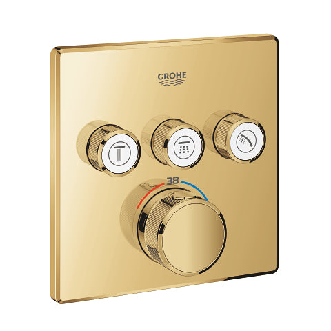 Grohe Grohtherm SmartControl square thermostatic trim set 3 controls 29126GL0 in Cool Sunrise