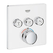 Grohe Grohtherm SmartControl square thermostatic trim set 3 controls 29157LS0 in Moon White