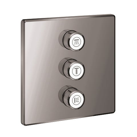 Grohe Grohtherm SmartControl square concealed valve trim 3 controls 29127A00 in Hard Graphite