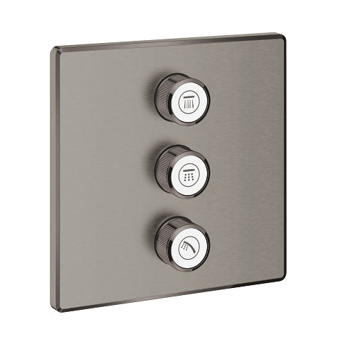 Grohe Grohtherm SmartControl square concealed valve trim 3 controls 29127AL0 in Brushed Hard Graphite