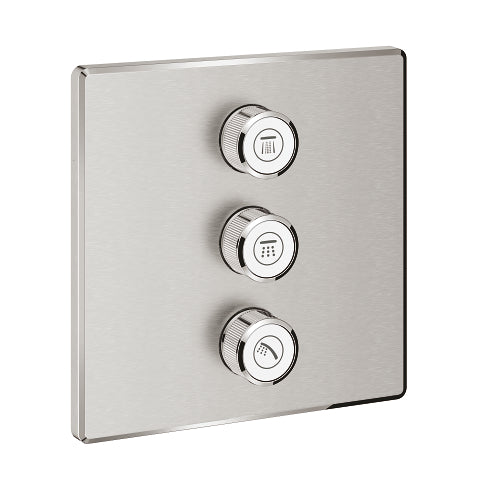 Grohe Grohtherm SmartControl square concealed valve trim 3 controls 29127DC0 in SuperSteel