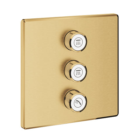 Grohe Grohtherm SmartControl square concealed valve trim 3 controls 29127GN0 in Brushed Cool Sunrise