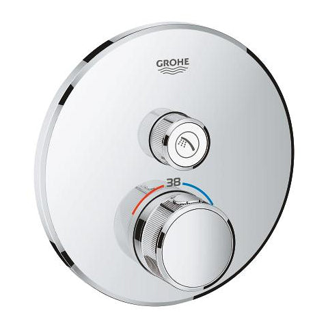 Grohe Grohtherm SmartControl round thermostatic trim set 1 control 29118000 in StarLight Chrome