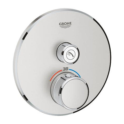Grohe Grohtherm SmartControl round thermostatic trim set 1 control 29118DC0 in SuperSteel