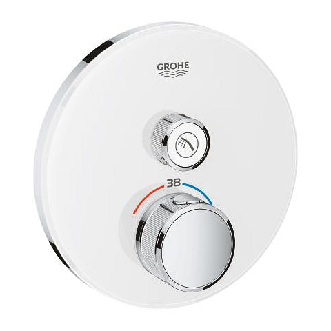 Grohe Grohtherm SmartControl round thermostatic trim set 1 control 29150LS0 in Moon White