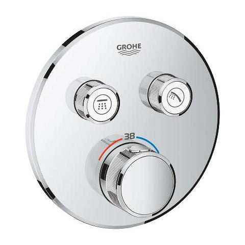 Grohe Grohtherm SmartControl round thermostatic trim set 2 controls 29119000 in StarLight Chrome