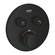 Grohe Grohtherm SmartControl round thermostatic trim set 2 controls 291192430 in Matt Black