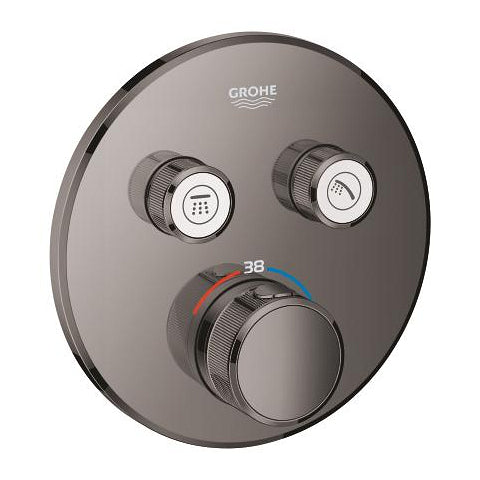 Grohe Grohtherm SmartControl round thermostatic trim set 2 controls 29119A00 in Hard Graphite